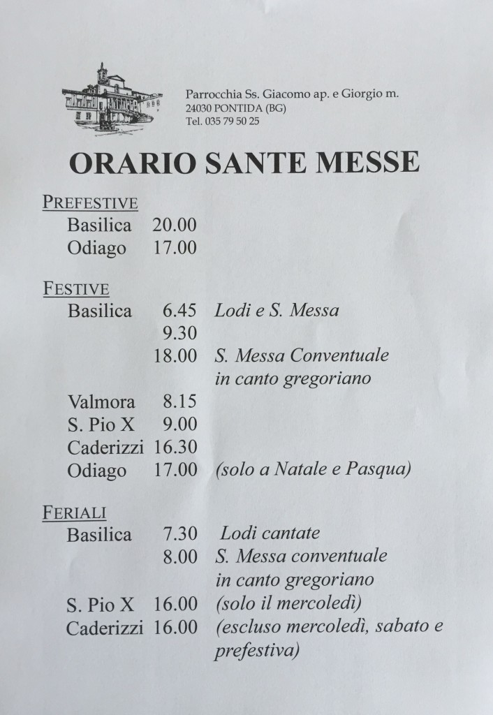 Orari Messe dal 1-1